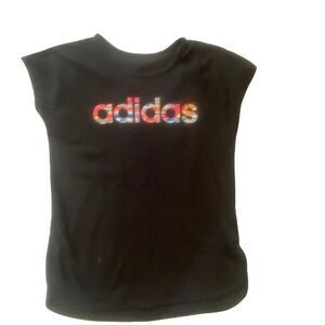 Adidas Pullover T-Shirt Athletic Black Multicolor Logo Girls